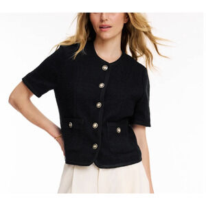 Dunst Black Tweed Blazer SMALL Boucle Cropped Cute Old Money Career Summer $245